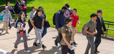 Prospective Students walking on the quad